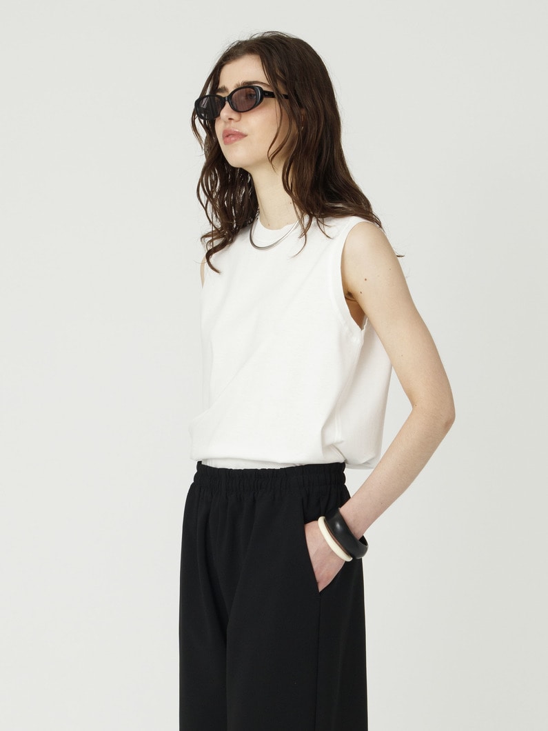 コットンポンチ ニットカラー スリーブレス トップ（ホワイト/ブラック） 詳細画像 white 2