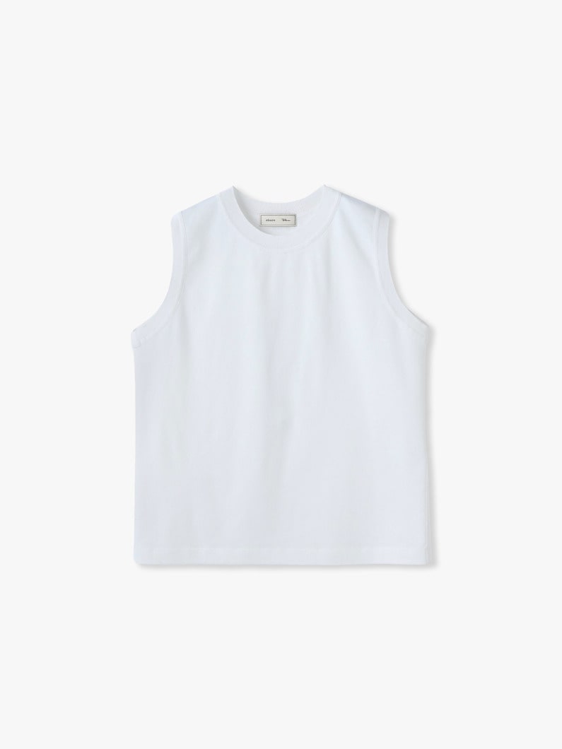 コットンポンチ ニットカラー スリーブレス トップ（ホワイト/ブラック） 詳細画像 white 4