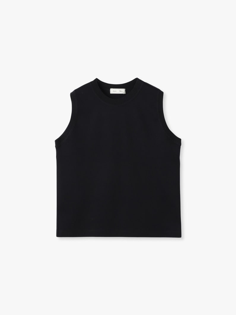 コットンポンチ ニットカラー スリーブレス トップ（ホワイト/ブラック） 詳細画像 black 2