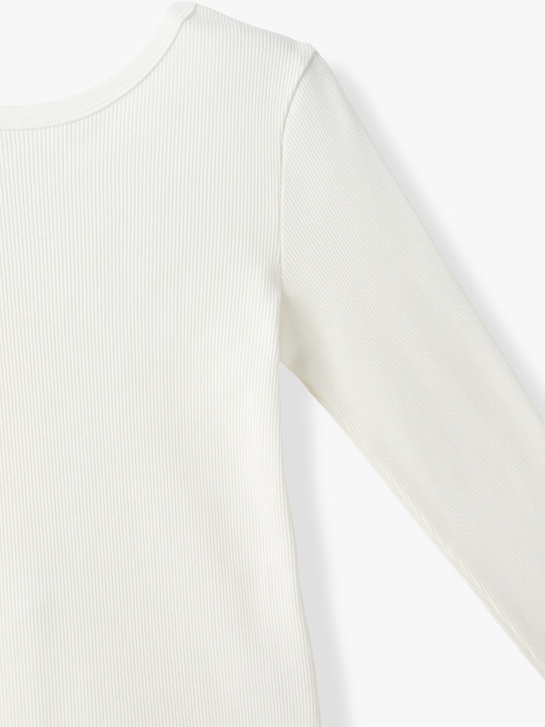 リブ ロングスリーブ トップ（ホワイト/ブラック/ピンク） 詳細画像 white 2