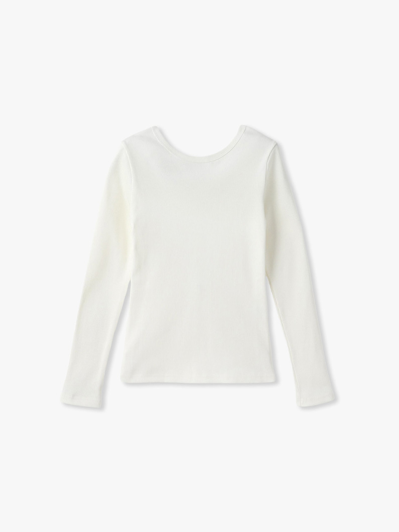 リブ ロングスリーブ トップ（ホワイト/ブラック/ピンク） 詳細画像 white 3