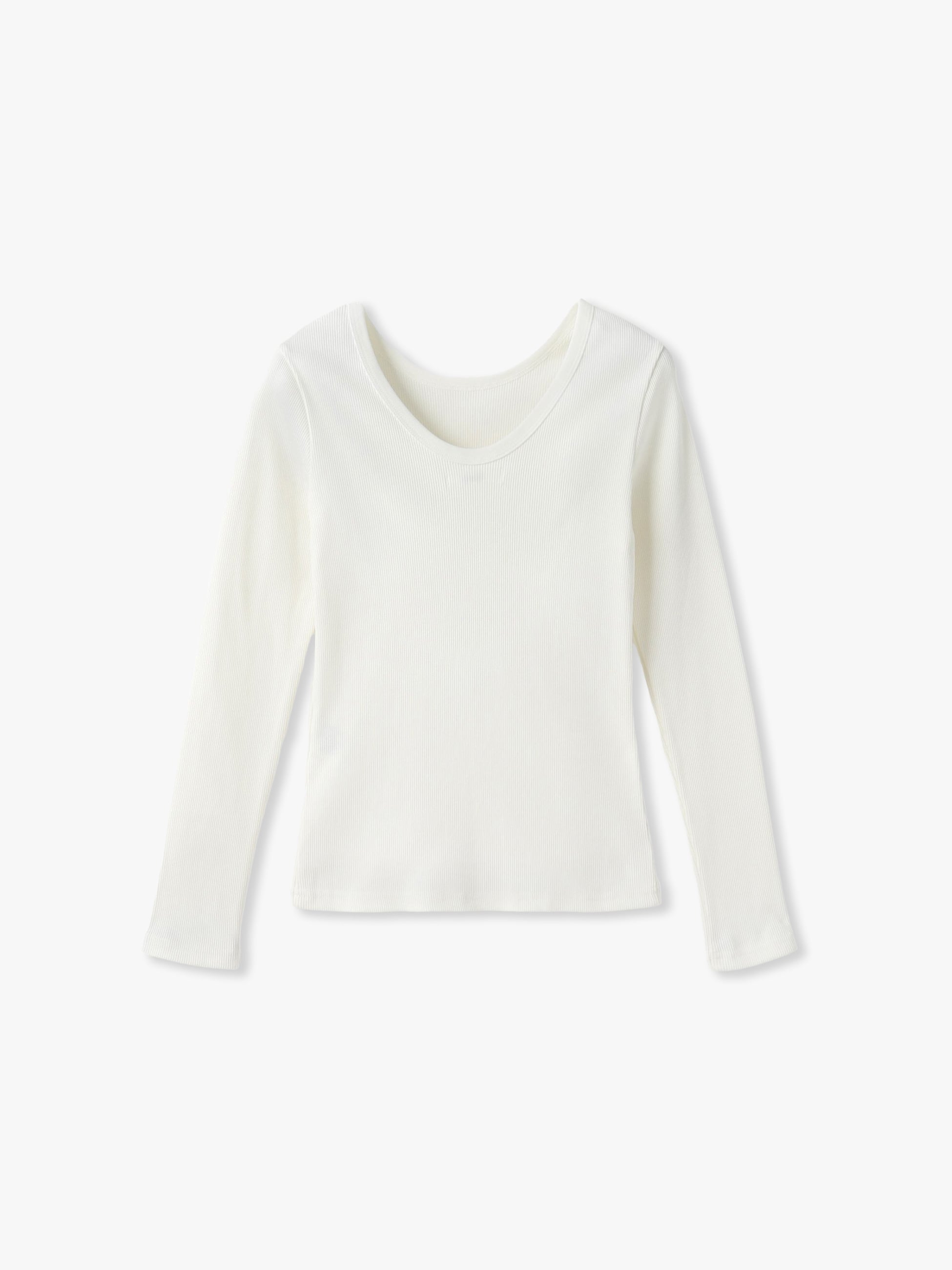 リブ ロングスリーブ トップ（ホワイト/ブラック/ピンク）｜Ron Herman