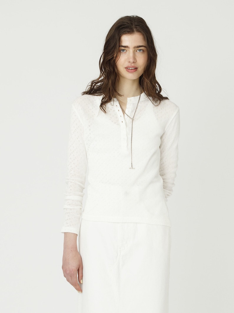 アイレット ヘンリーネック トップ 詳細画像 white 1