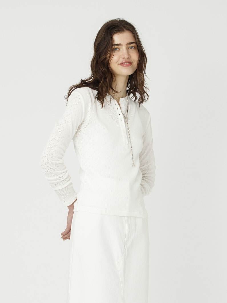 アイレット ヘンリーネック トップ 詳細画像 white 2