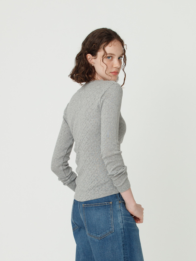 アイレット ヘンリーネック トップ 詳細画像 top gray 2