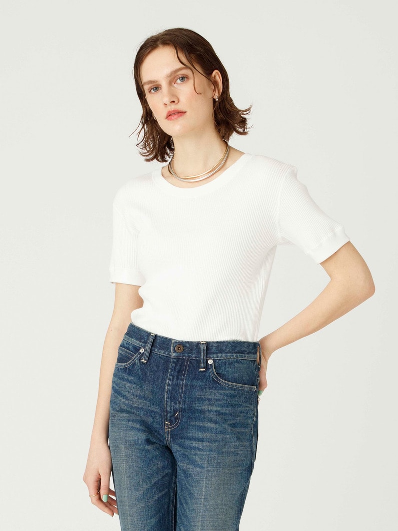 レースアップ ワイドリブ トップ 詳細画像 off white 1