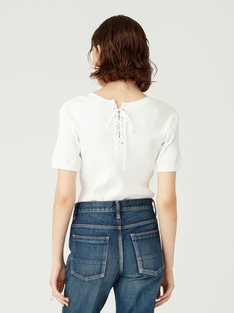 レースアップ ワイドリブ トップ 詳細画像 off white 2