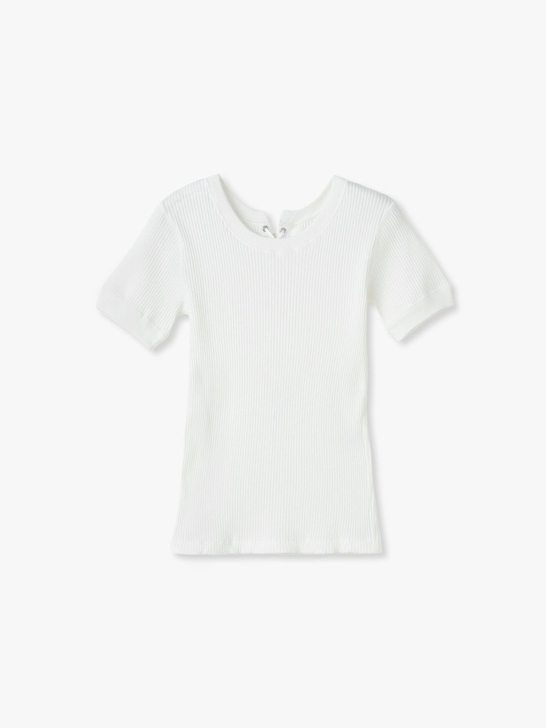 レースアップ ワイドリブ トップ 詳細画像 off white 3