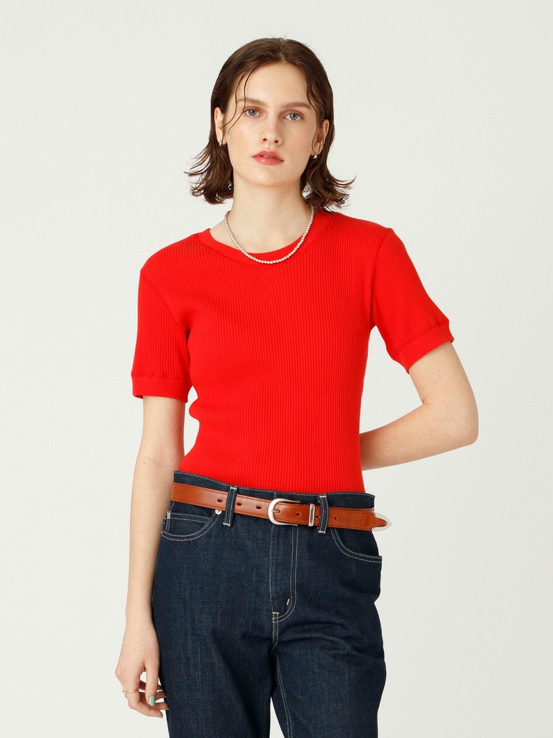 レースアップ ワイドリブ トップ 詳細画像 red