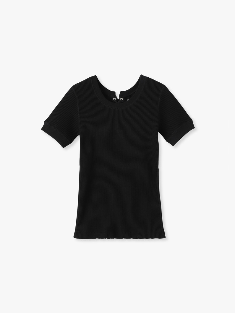 レースアップ ワイドリブ トップ 詳細画像 black 3