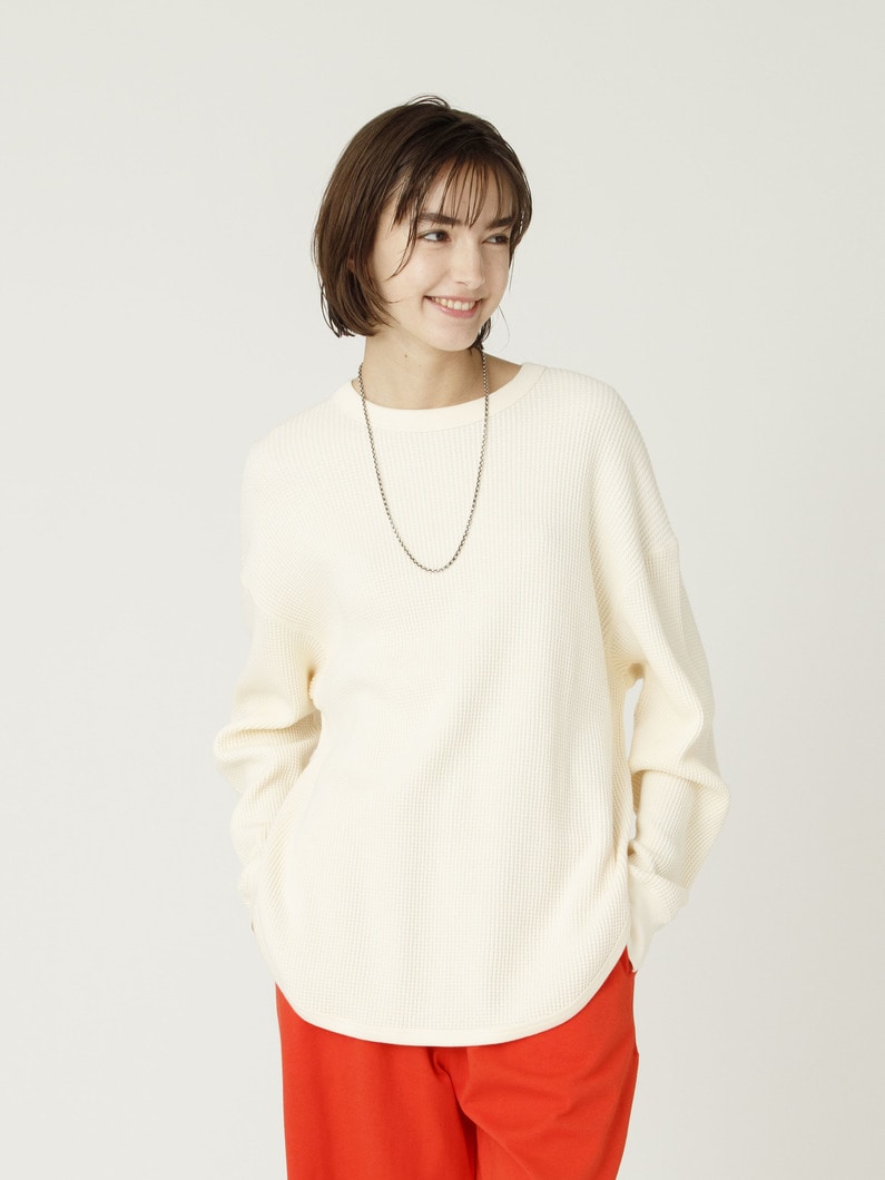 バック ヘンリー ワッフル プルオーバー 詳細画像 white