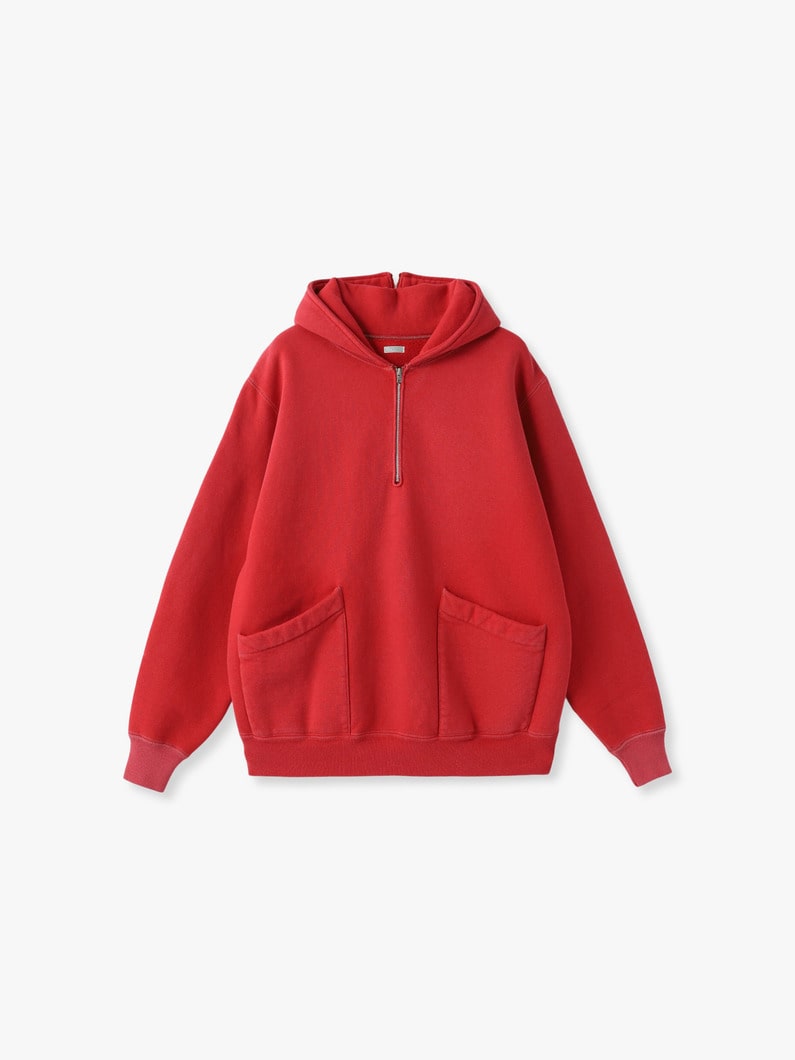 ビンテージ セーラーフード ハーフジップ スウェット トップ 詳細画像 red