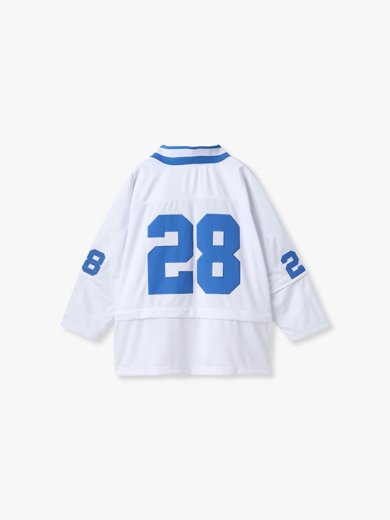 サーカ メイク セパレート スリーブ & ヘム ジャージートップ（ホワイト/ブルー） 詳細画像 white 1