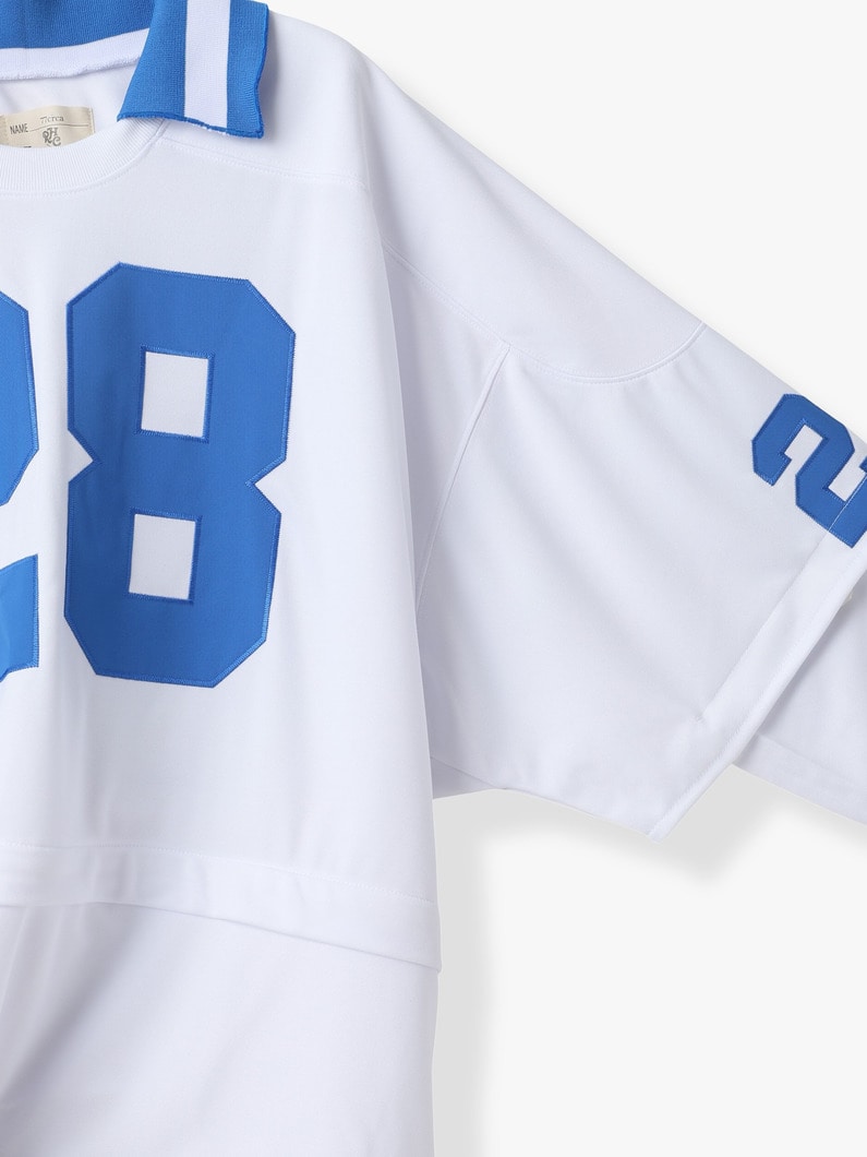 サーカ メイク セパレート スリーブ & ヘム ジャージートップ（ホワイト/ブルー） 詳細画像 white 2