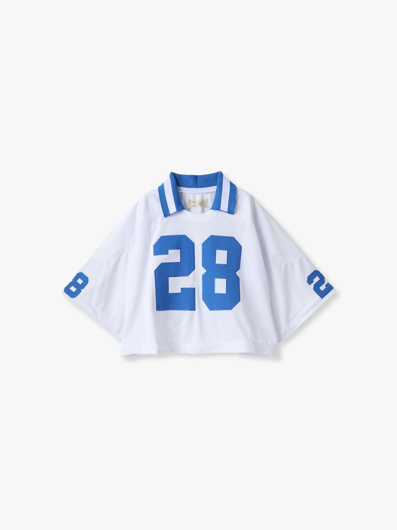 サーカ メイク セパレート スリーブ & ヘム ジャージートップ（ホワイト/ブルー） 詳細画像 white 4