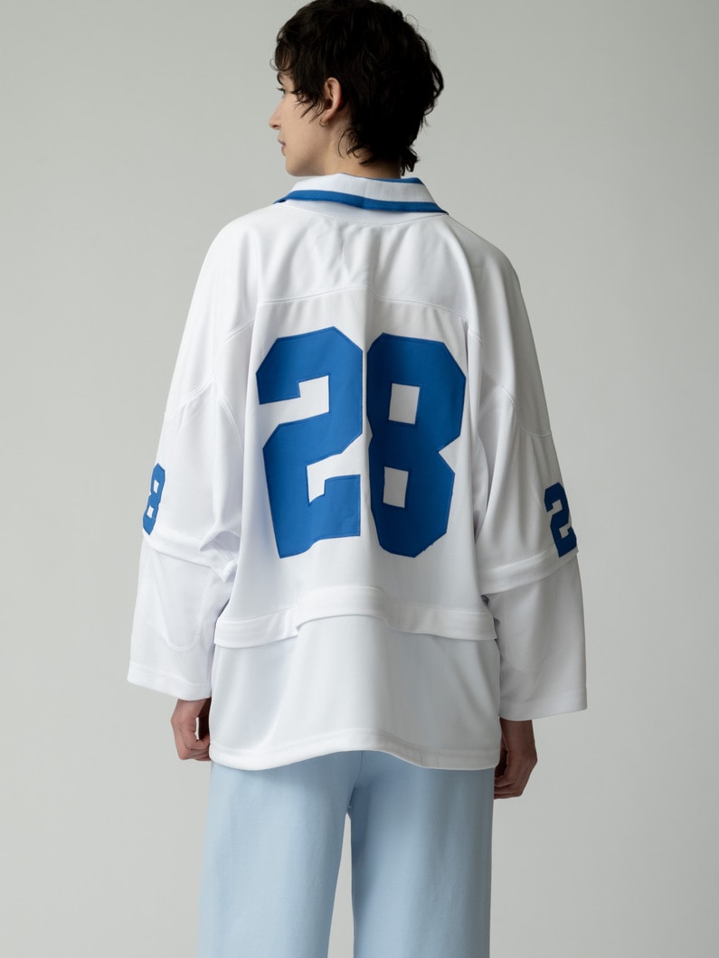 サーカ メイク セパレート スリーブ & ヘム ジャージートップ（ホワイト/ブルー） 詳細画像 white 3