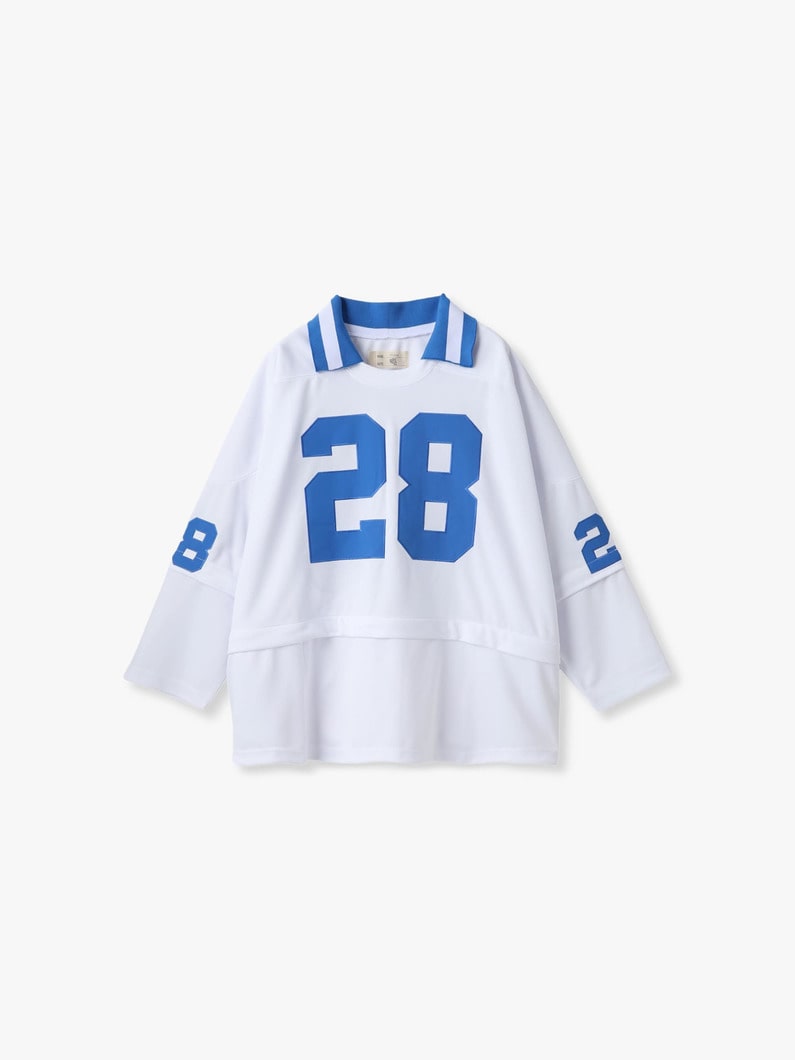 サーカ メイク セパレート スリーブ & ヘム ジャージートップ（ホワイト/ブルー） 詳細画像 white 6