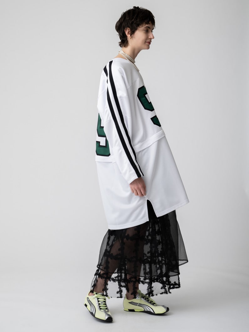 サーカ メイク セパレート ヘム ライン スリーブ ジャージートップ（ホワイト/グリーン） 詳細画像 white 2