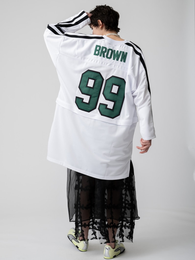 サーカ メイク セパレート ヘム ライン スリーブ ジャージートップ（ホワイト/グリーン） 詳細画像 white 3