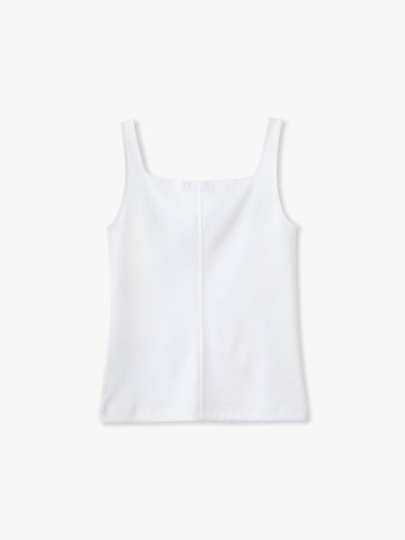 コットンフライス スクエアネック スリーブレス トップ 詳細画像 white 1