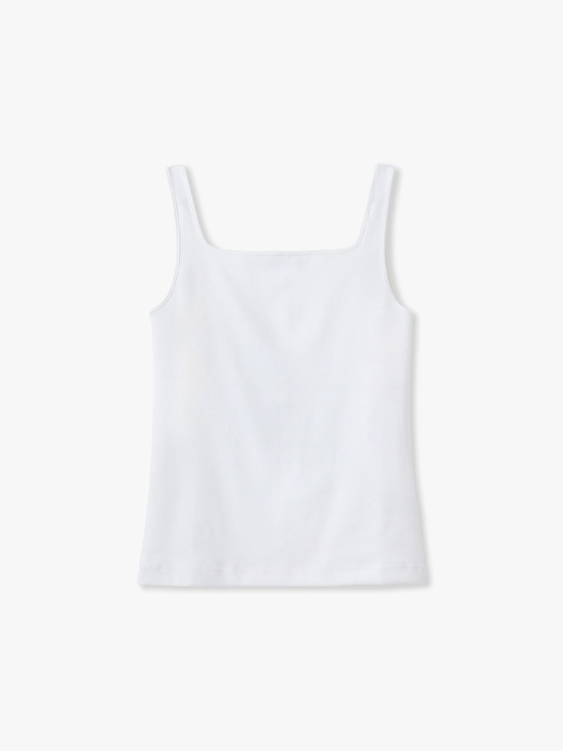 コットンフライス スクエアネック スリーブレス トップ 詳細画像 white 3