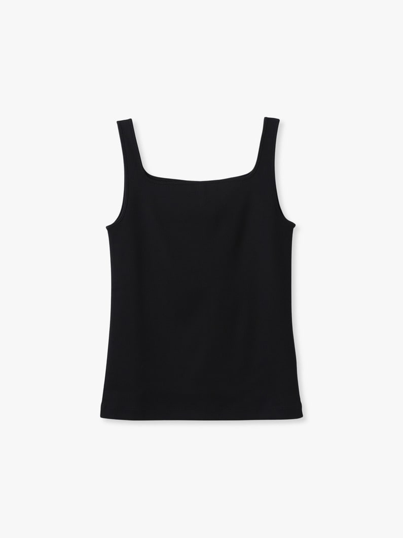 コットンフライス スクエアネック スリーブレス トップ 詳細画像 black