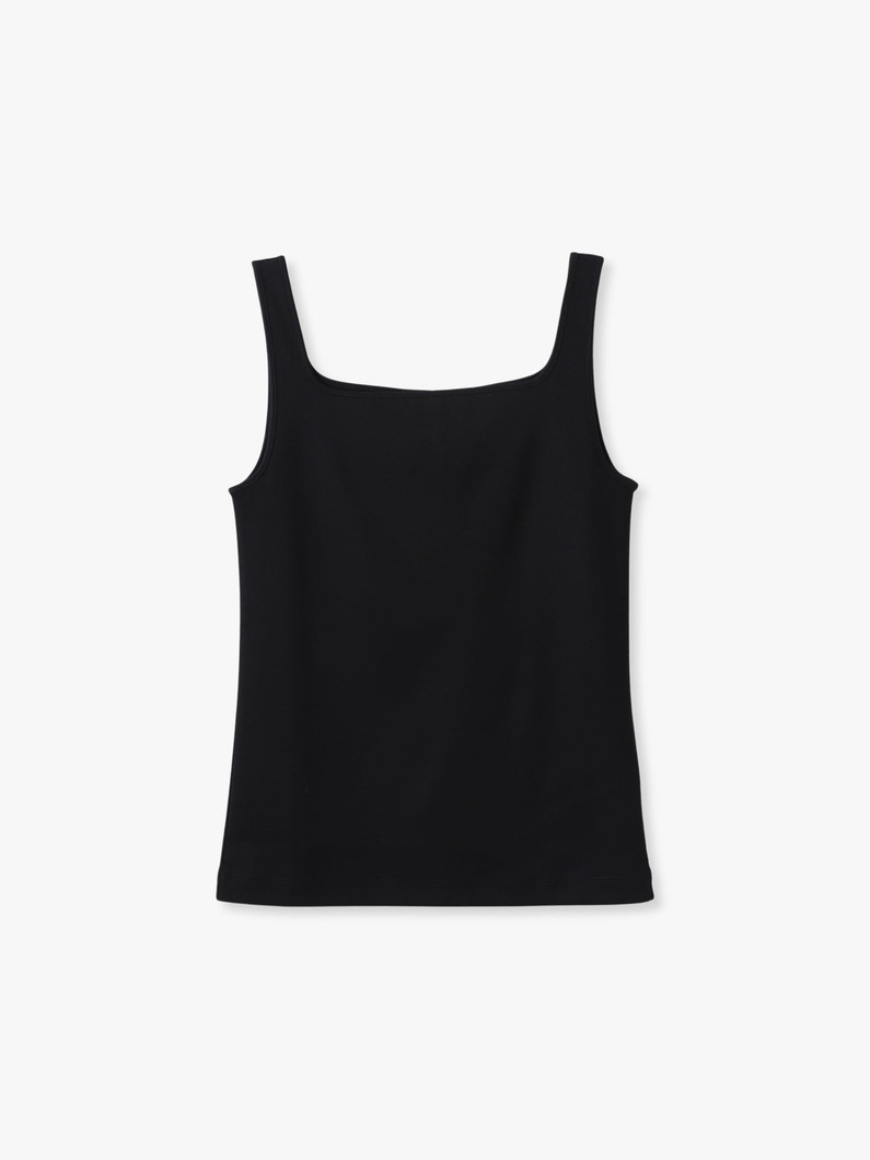 コットンフライス スクエアネック スリーブレス トップ 詳細画像 black 2