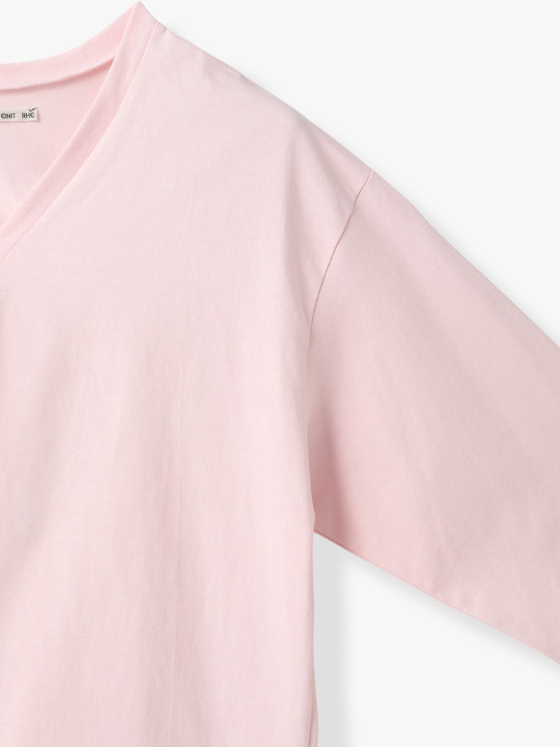 ラフコットン ディープ Vネック ティー（ホワイト/グレー/ピンク） 詳細画像 white 2