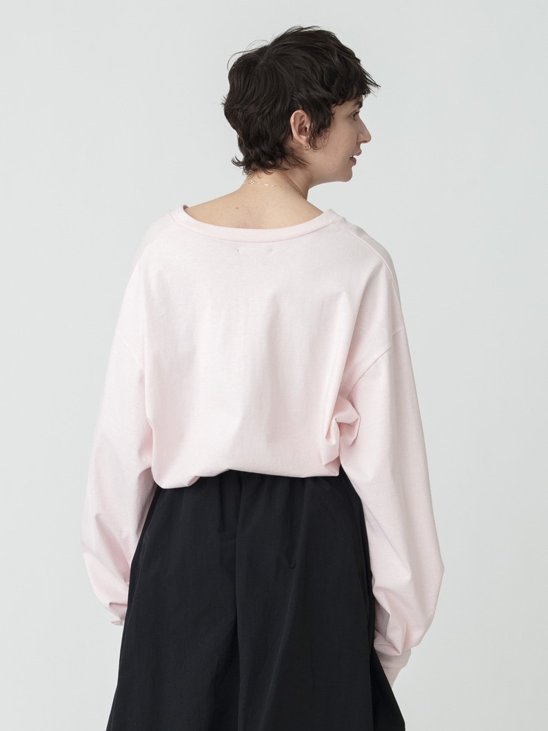 ラフコットン ディープ Vネック ティー（ホワイト/グレー/ピンク） 詳細画像 pink 2