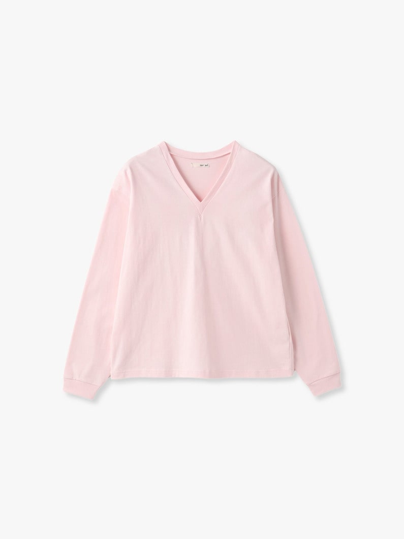 ラフコットン ディープ Vネック ティー（ホワイト/グレー/ピンク） 詳細画像 pink 5