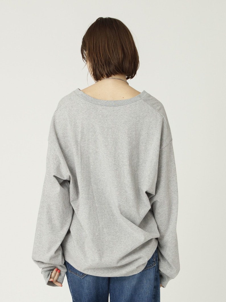 ラフコットン ディープ Vネック ティー（ホワイト/グレー） 詳細画像 gray 2