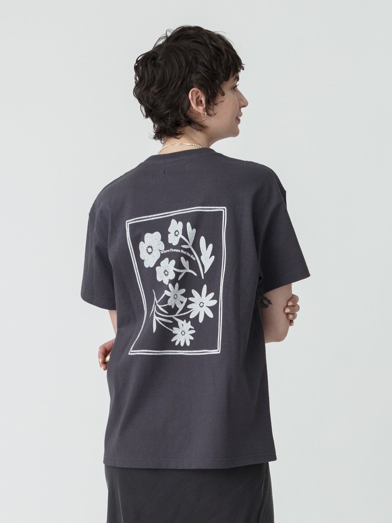 バックプリント ティー（ホワイト/チャコールグレー） 詳細画像 charcoal gray