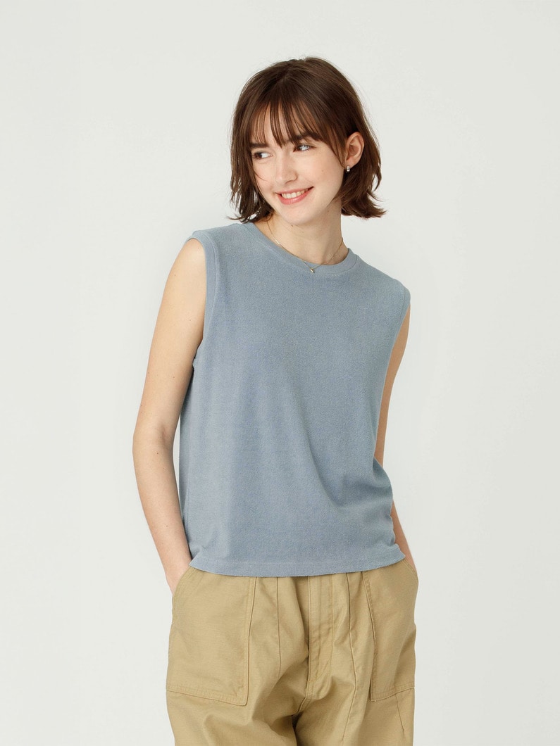 パイル スリーブレストップ（イエロー/ブルー/ブラック） 詳細画像 blue