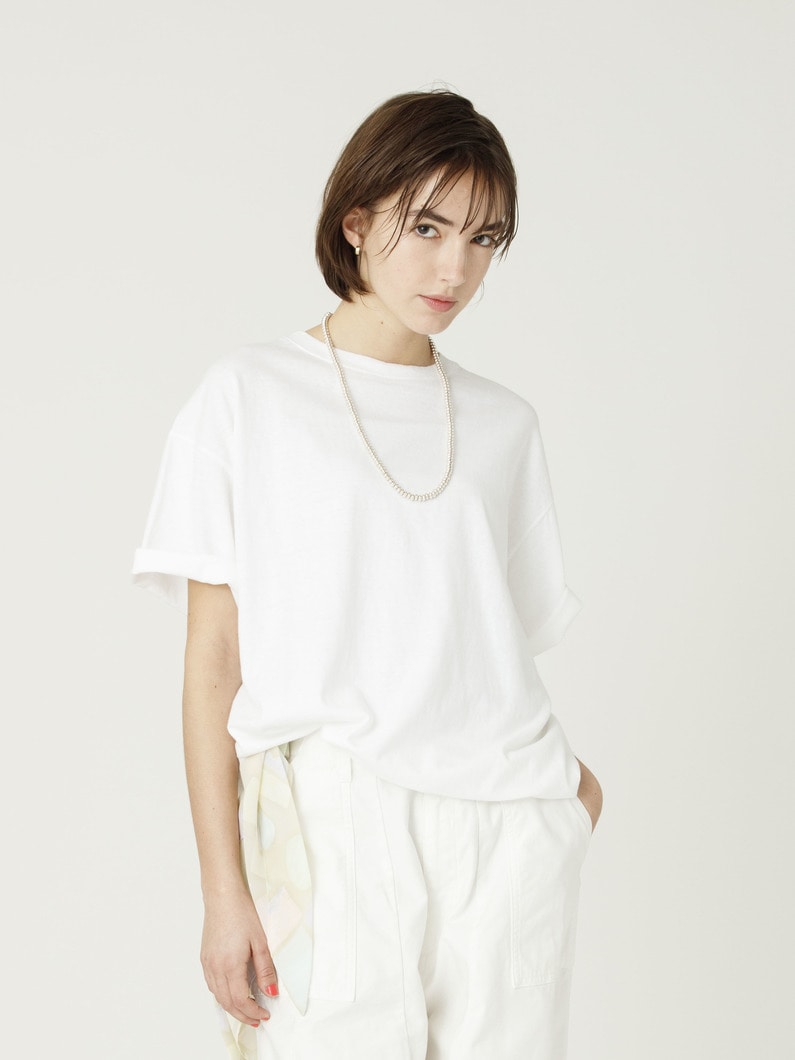 スラブコットン ビッグ ティー 詳細画像 white