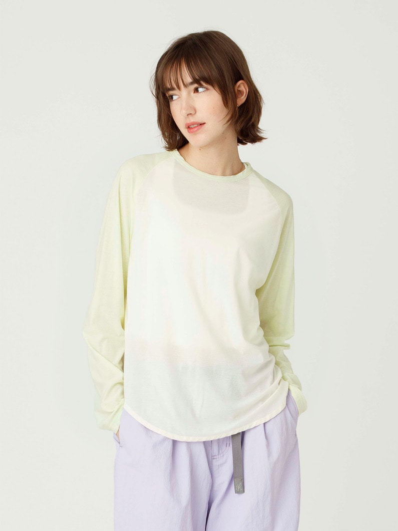 シアー ラグラン ロングスリーブ ティー 詳細画像 yellow