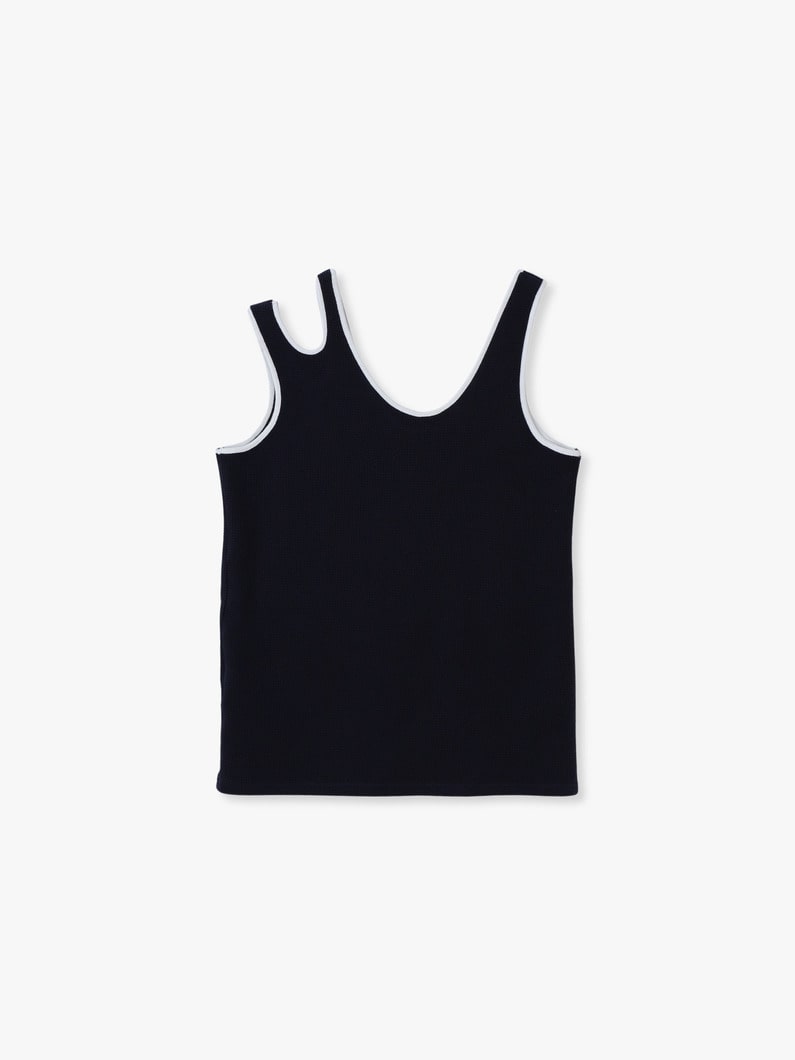 ミニワッフル ダブルショルダー スリーブレストップ 詳細画像 navy 1