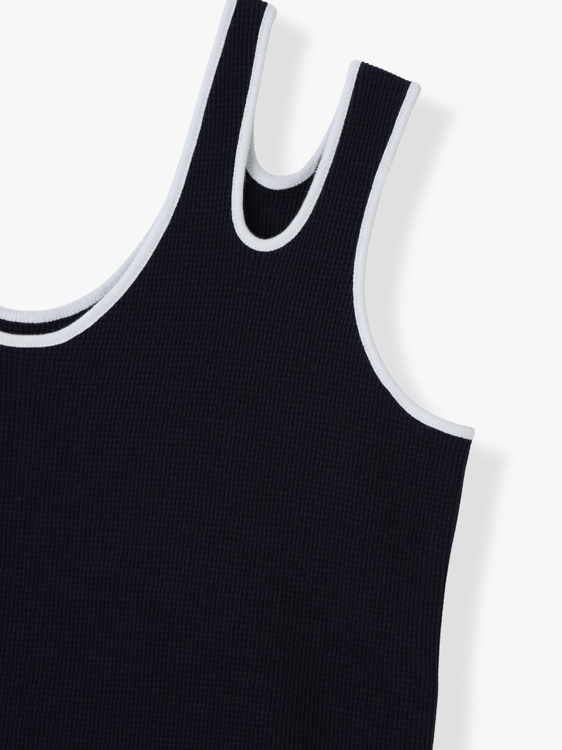 ミニワッフル ダブルショルダー スリーブレストップ 詳細画像 navy 2