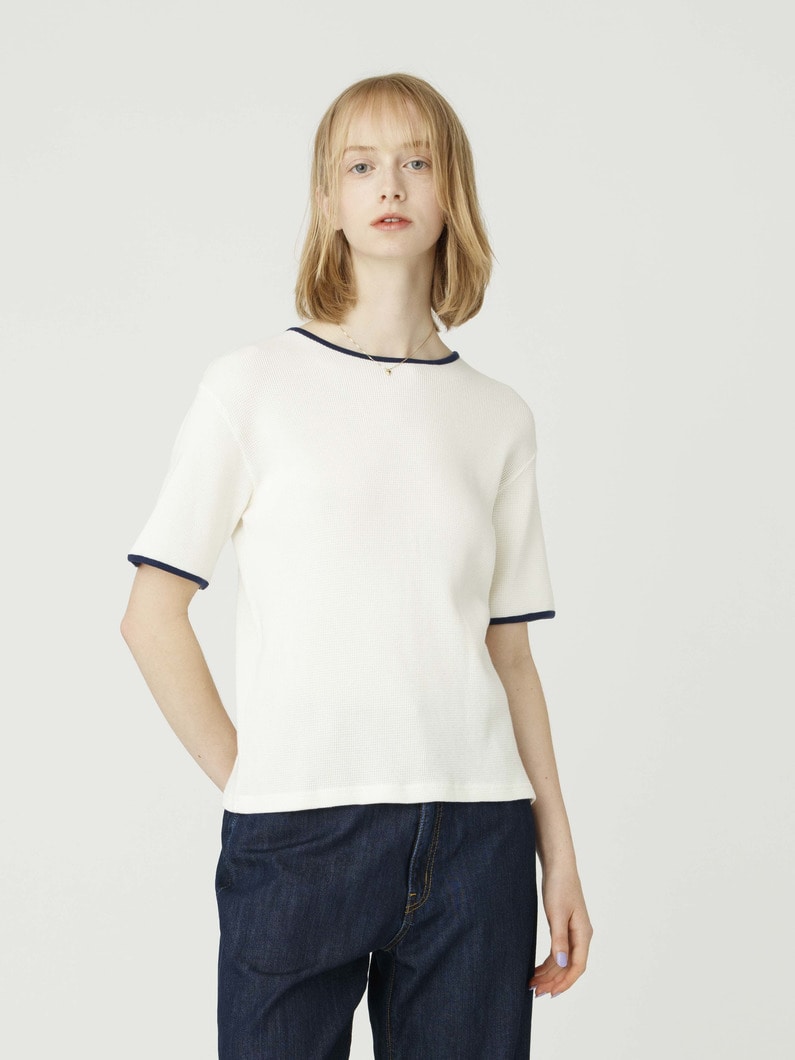 ミニワッフル バックリボン トップ 詳細画像 white