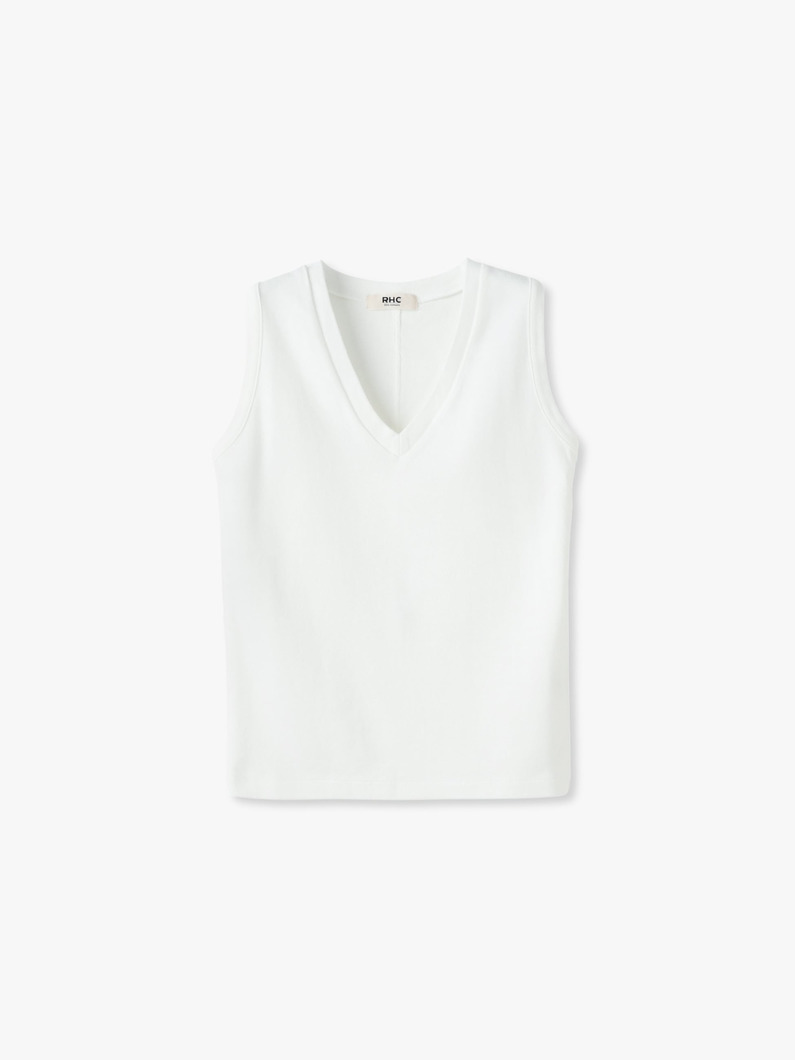 Vネック スリーブレス トップ 詳細画像 white 4
