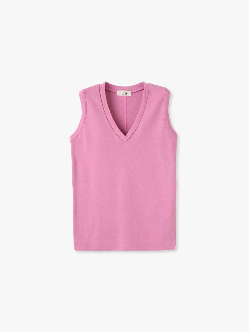 Vネック スリーブレス トップ 詳細画像 pink 3
