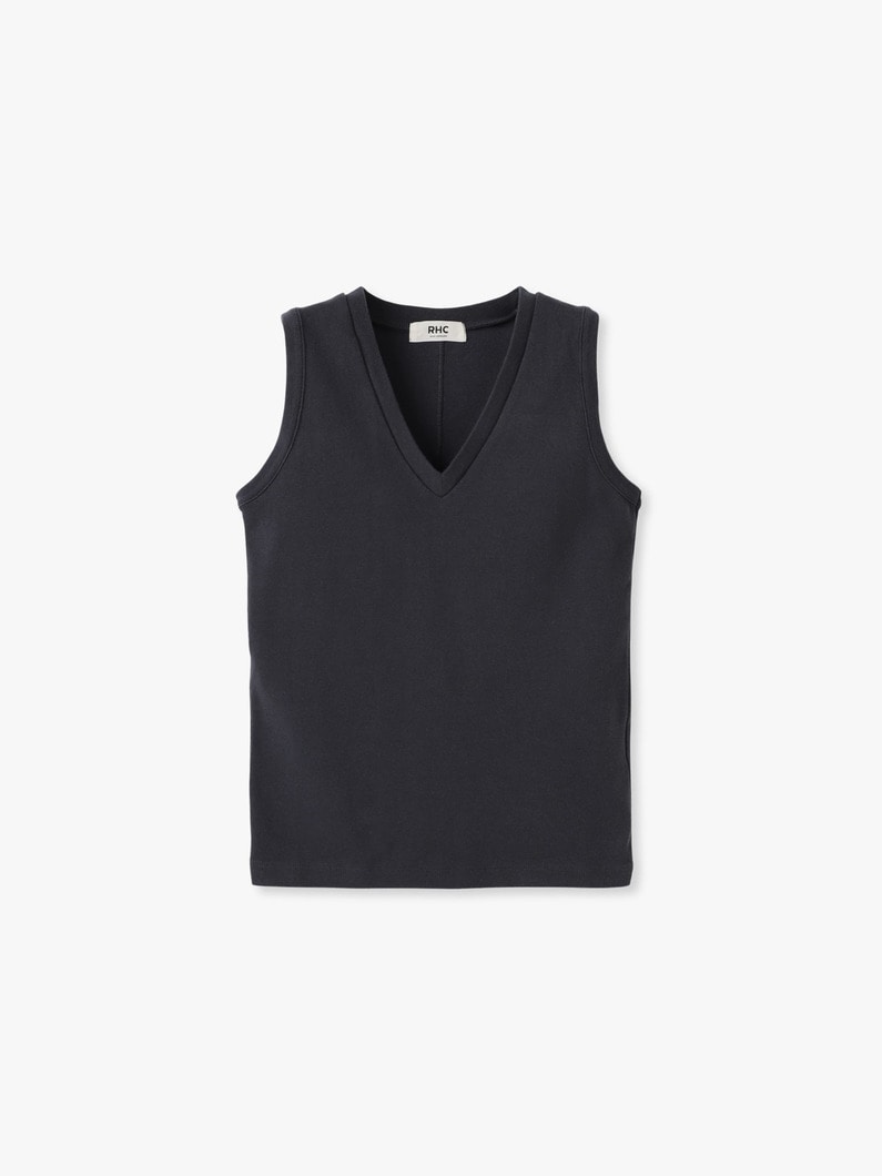 Vネック スリーブレス トップ 詳細画像 charcoal gray 3