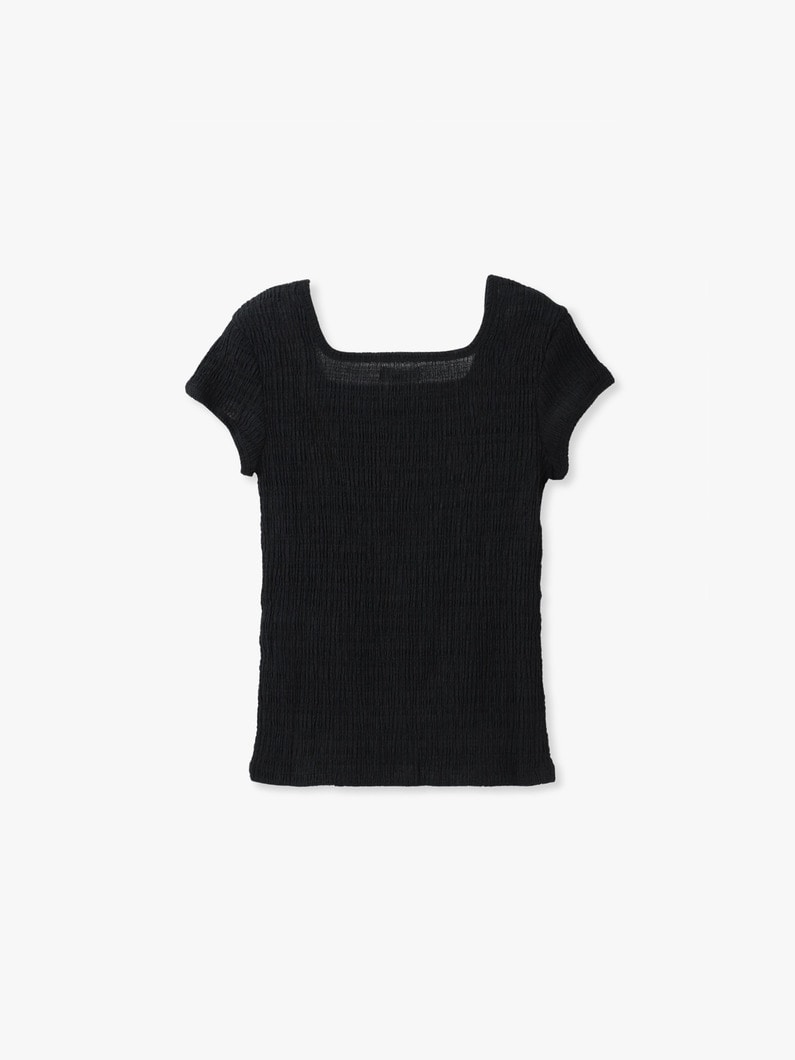 シャーリング スクエアネック ティー 詳細画像 white 1