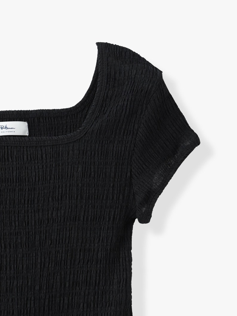 シャーリング スクエアネック ティー 詳細画像 white 2