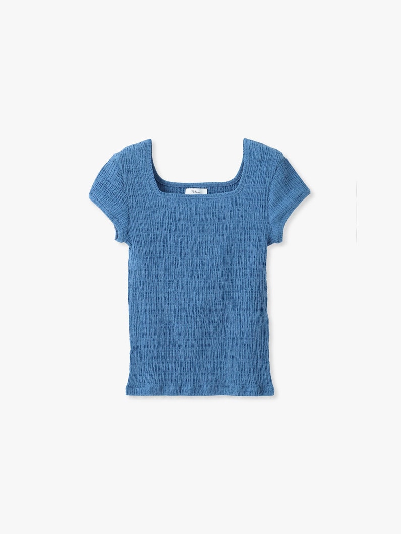 シャーリング スクエアネック ティー 詳細画像 blue 3