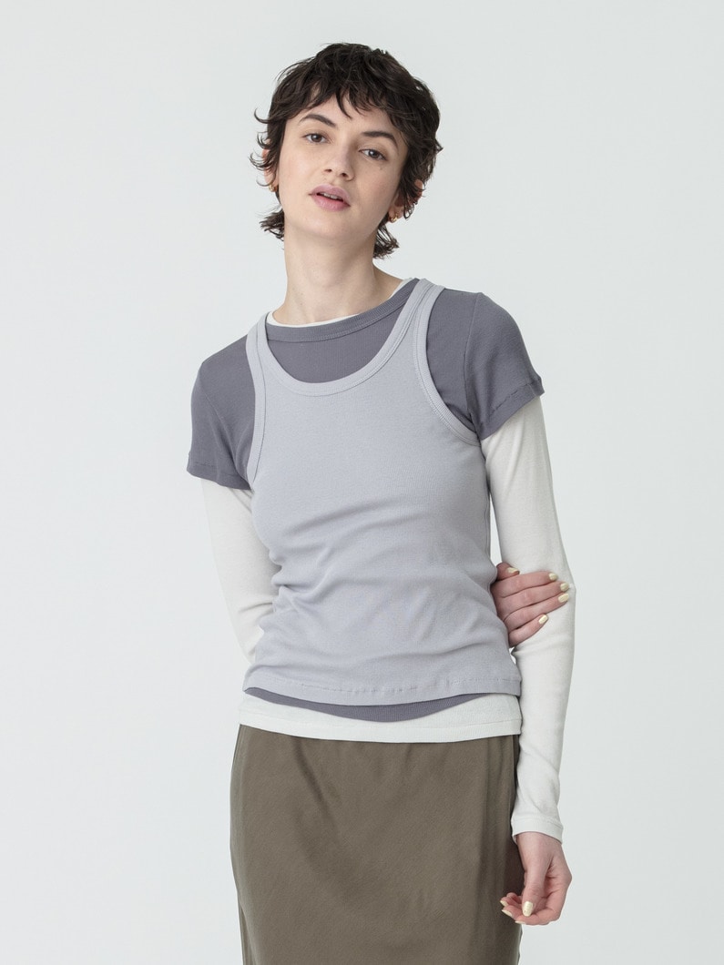 3ピース レイヤード トップス 詳細画像 charcoal gray