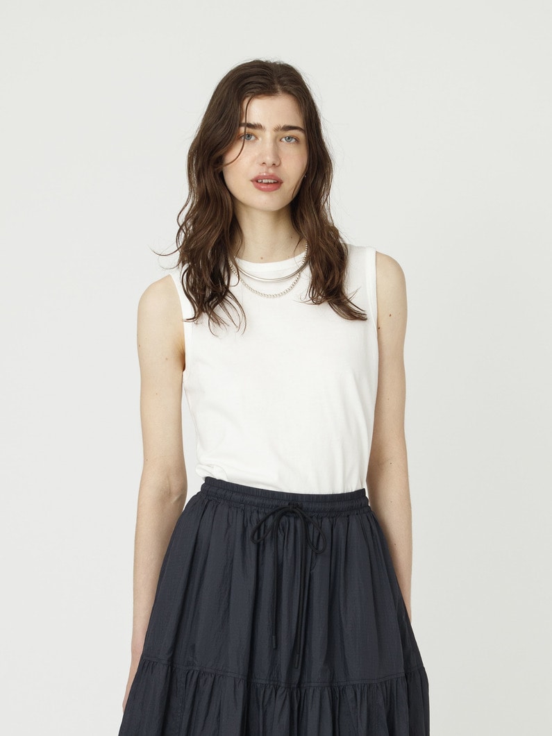 オーガニックコットン スリーブレス トップス（ホワイト/ライトイエロー/ロイヤルブルー/ネイビー/ライトパープル） 詳細画像 white