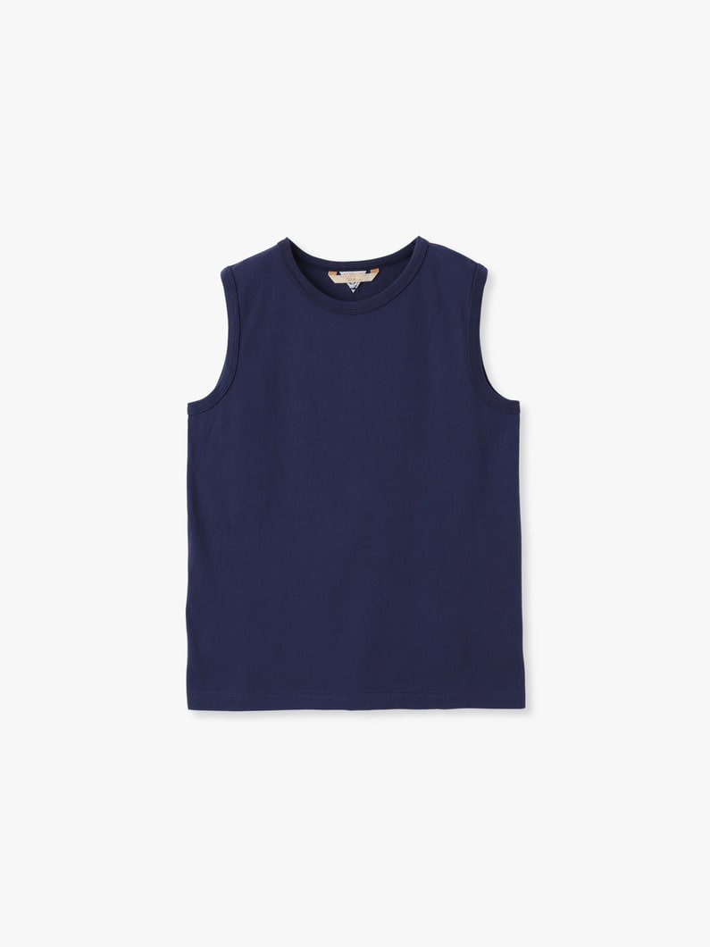 オーガニックコットン スリーブレス トップス（ホワイト/ライトイエロー/ロイヤルブルー/ネイビー/ライトパープル） 詳細画像 navy