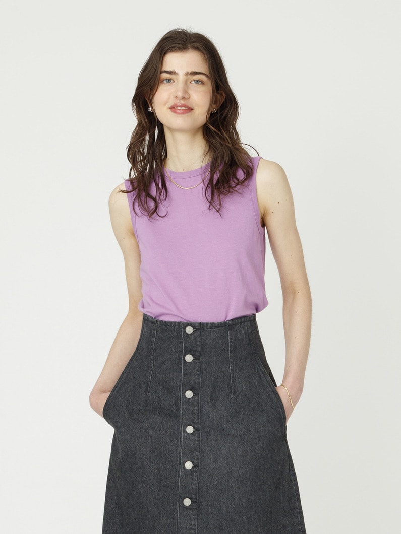 オーガニックコットン スリーブレス トップス（ホワイト/ライトイエロー/ロイヤルブルー/ネイビー/ライトパープル） 詳細画像 light purple