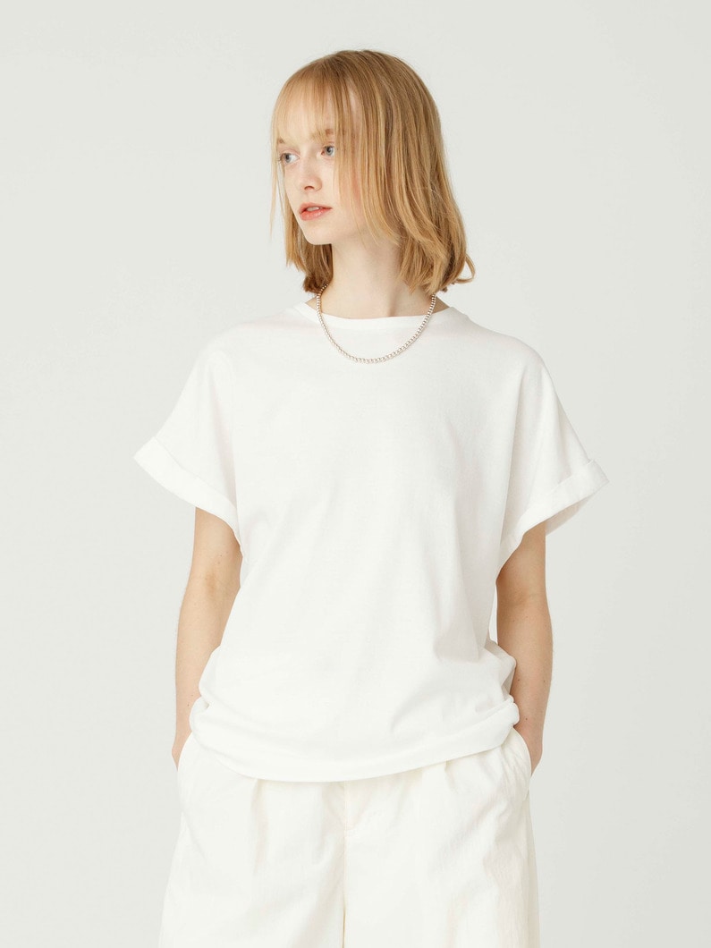 キュプラコットン ティー（ホワイト/ブルー/チャコールグレー） 詳細画像 white 1