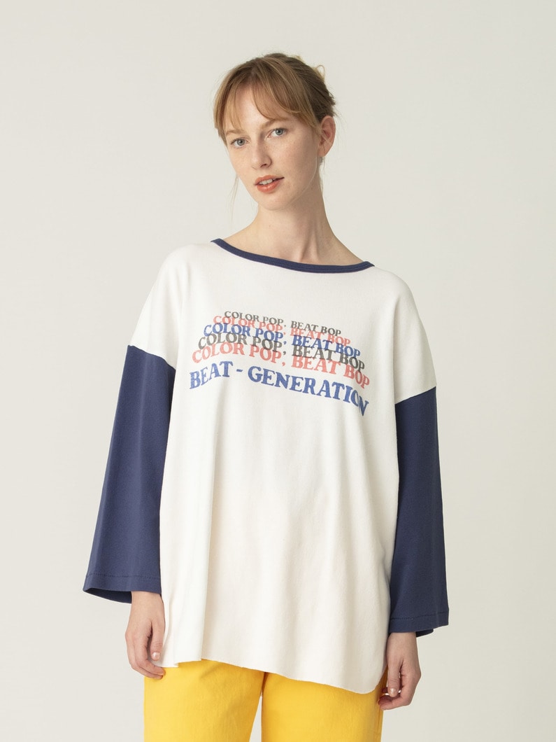 プリント ラグラン ロングスリーブティー（M） 詳細画像 blue